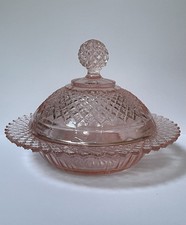 Anchor Hocking MISS AMERICA PINK Depression Glass BUTTER DISH Antique 1930&rsquo;s