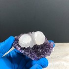 Calcite on Amethyst Crystal Cluster Mineral Specimen ZWF-5 — photo 1