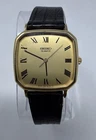 Seiko 7810-5169 1979 30mm Roman Numeral ￼Gold Tone Quartz Watch New Battery