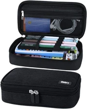 Big Capacity Pencil Case Large Bag Pouch Pen Marker Black 
