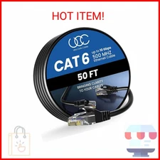 Ultra Clarity Cables Cat 6 Ethernet Cable 50 ft, Outdoor&Indoor 10Gbps Ethernet 