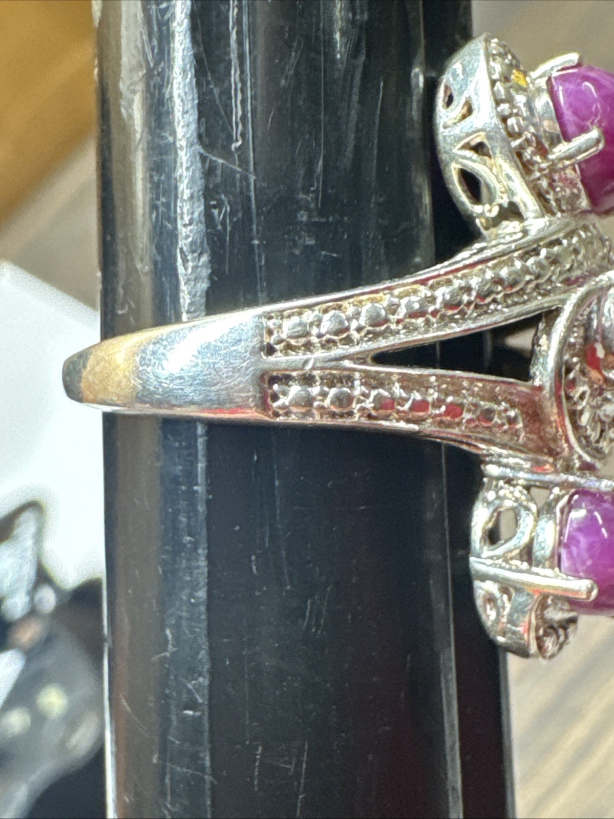 Sterling Silver Cabochon  Natural Ruby Ring Size … - image 4