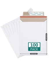 Eupako 100 Pack 6x8 Photo Document Mailer White Stay Flat Self-Seal Cardboard...