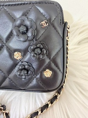 バッグ CHANEL camellia chain leather party bag CHANEL Camellia Charms Double Zip Wallet on Chain WOC Black