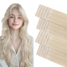 COOKAYU Invisible Tape in Hair Extensions Human Hair Platinum Blonde 14Inch 20pc