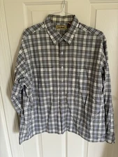 LL Bean Plaid Button Down Shirt Mens XL White Blue Green Reg K705 
