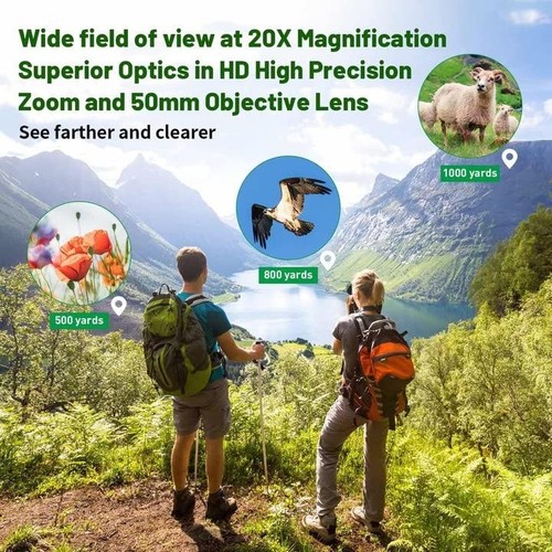 Fernglas für Erwachsene und Kinder, 20x50 High Power Militär Fernglas, Low Light... - Bild 7 von 9