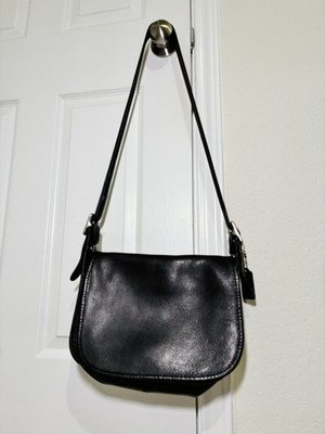 Vintage Coach Black Shoulder Bag Zip Closure Adjustable Strap | eBay