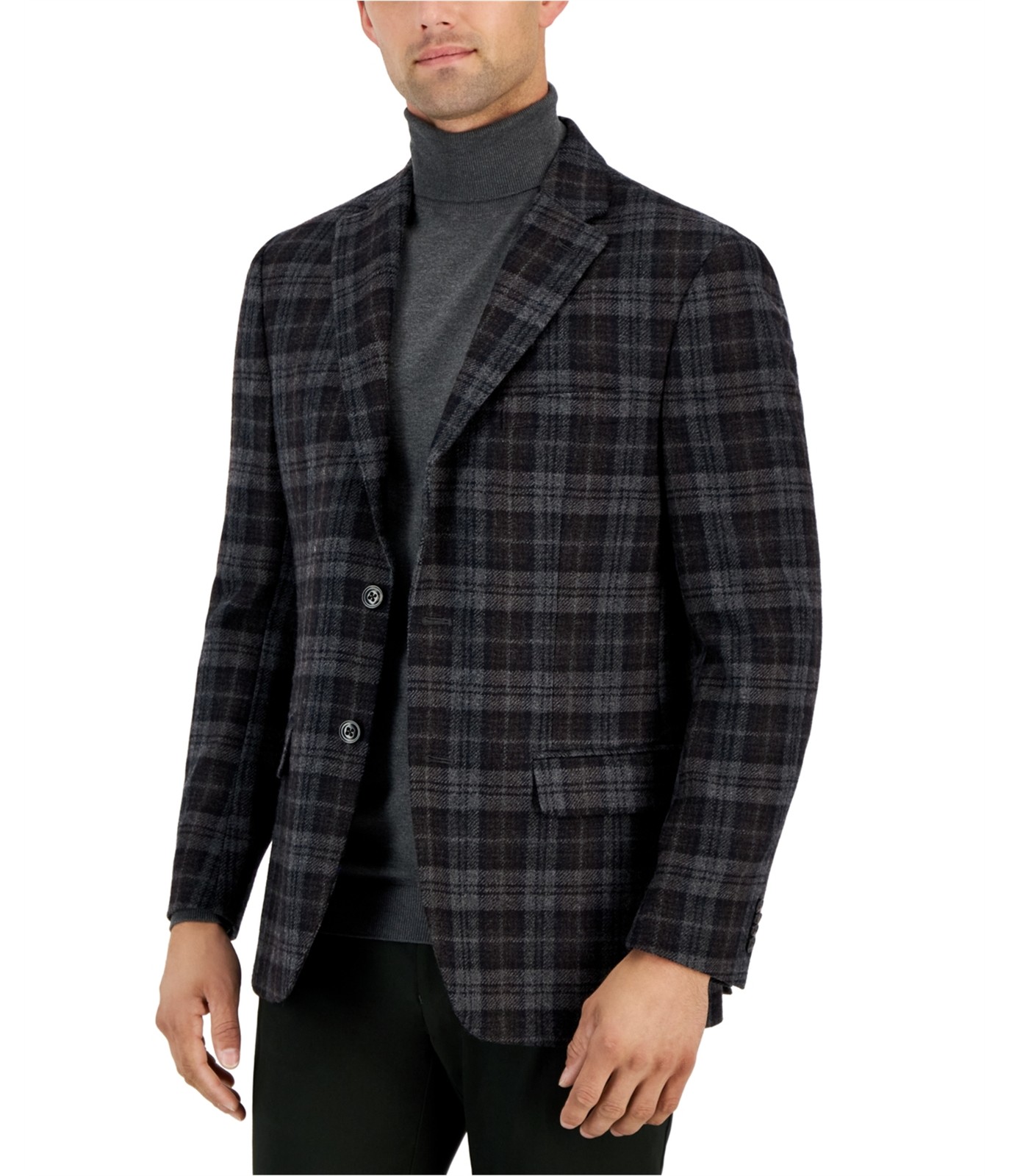 Tommy Hilfiger Mens Modern Fit All Wool Two Button Blazer Jacket Brown 48 Long 31290₽