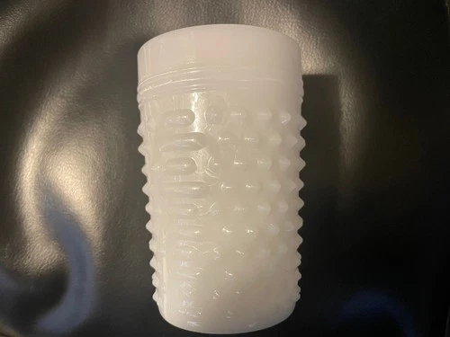 VINTAGE ANCHOR HOCKING MILK GLASS WHITE HOBNAIL TUMBLER - USED