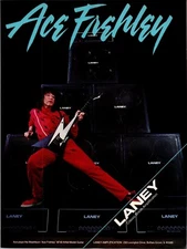 VINTAGE 1986 LANEY GUITAR AMPS ACE FREHLEY KISS PRINT AD
