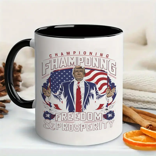 11 oz, CHAMPIONING FHAMPONG FREEDOM PROSPERITY, taza Trump, taza de cerámica, novedad - Imagen 2 de 9