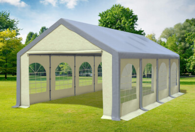 Partyzelt 4x8m Grau Beige PVC Festzelt Pavillon wasserdicht Profi Modular Event