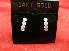 14K YELLOW GOLD CZ EARRINGS - 4 - 4MM STONES EACH - SPARKLY - N.O.C.