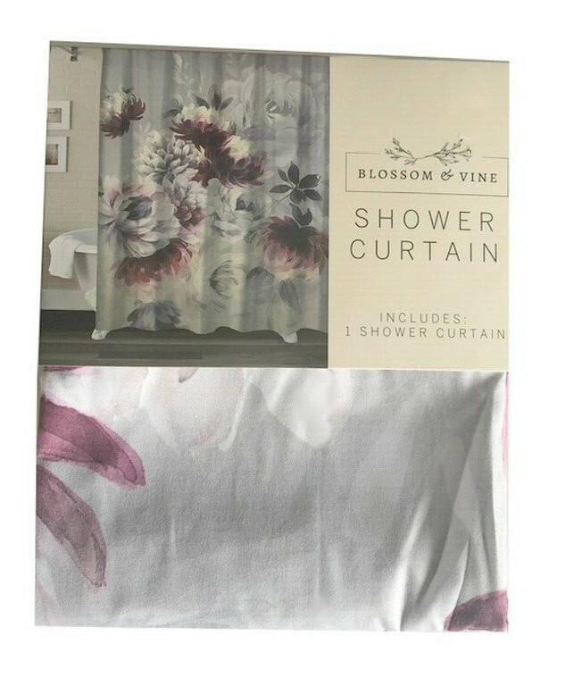 Idea Nuova Watercolor Fabric Shower Curtain Mums Floral Bathroom Spring 72x72"