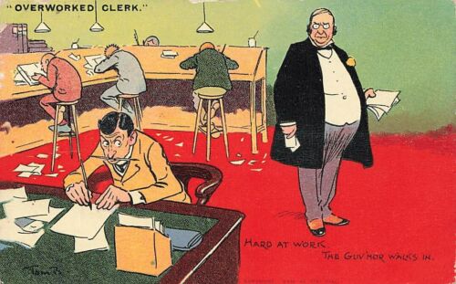 Komplettset 6er Tom Browne überarbeitete Angestellte Humor Postkarten Serie Nr. 2590 - Bild 1 von 12