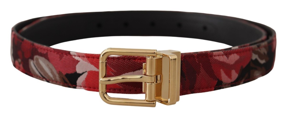Dolce and Gabbana Rose Belt Rose Roses Crystal Lizzard Structure Leather Chain Belt Pink  main image 2