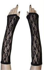 New Black Floral Lace Long Gloves For Halloween Goth Punk Party Cyber