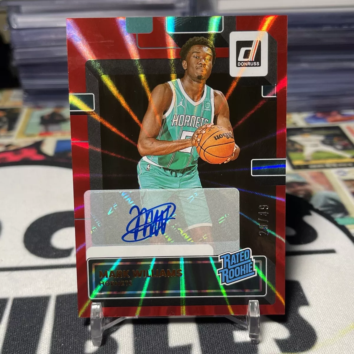 2022-23 Panini Donruss Mark Williams Rated Rookie Auto Holo Red Laser /49 RC