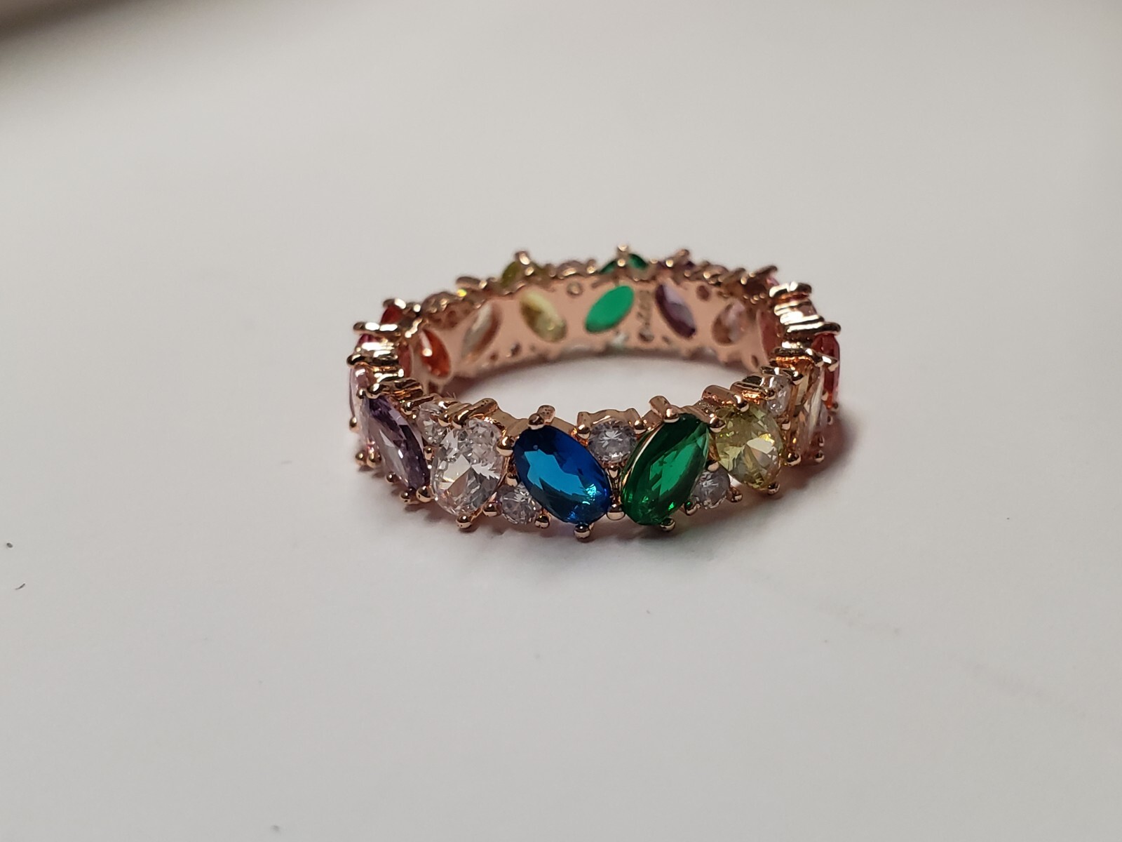 MULTI STONE RAINBOW RING SIZE 9 - image 3