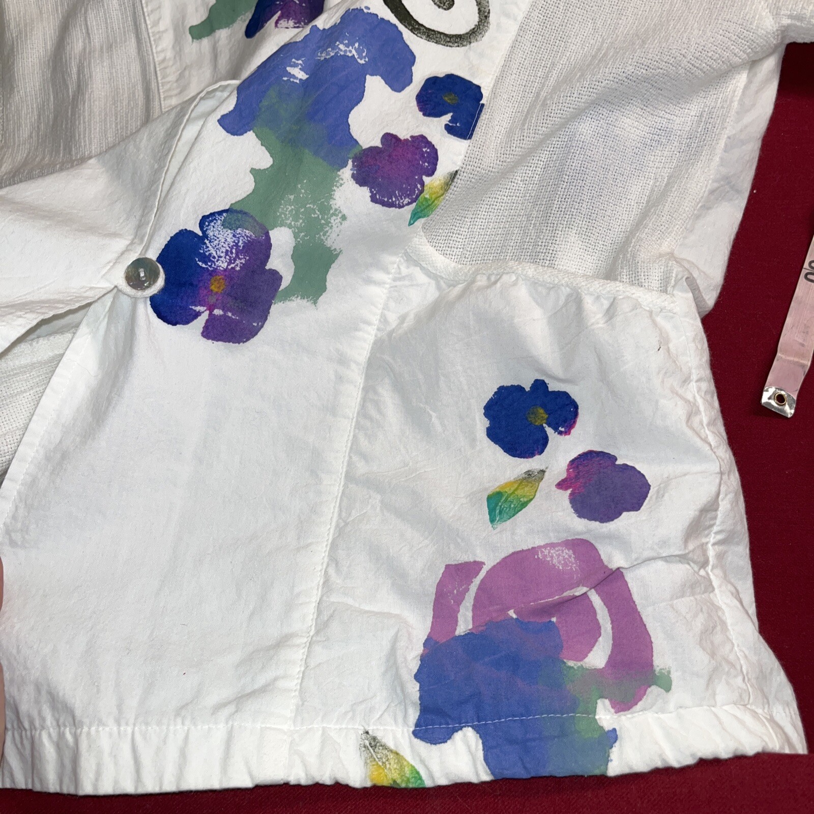 Play Alegre White COTTON Shirt & Pants Flowers Lagenlook Pant Suit Hand painted
