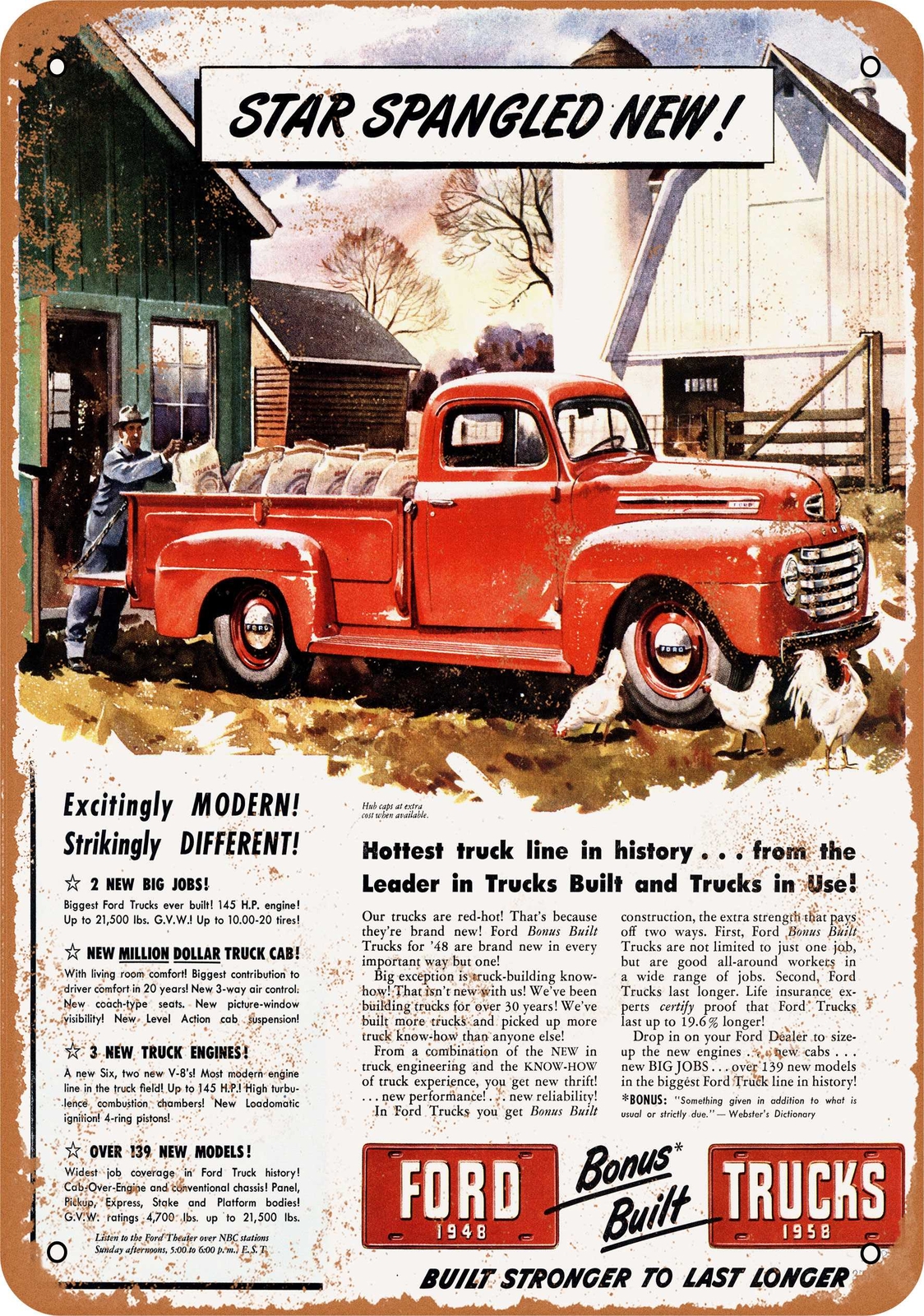 Metal Sign - 1948 Ford Pickup Trucks - Vintage Look Reproduction