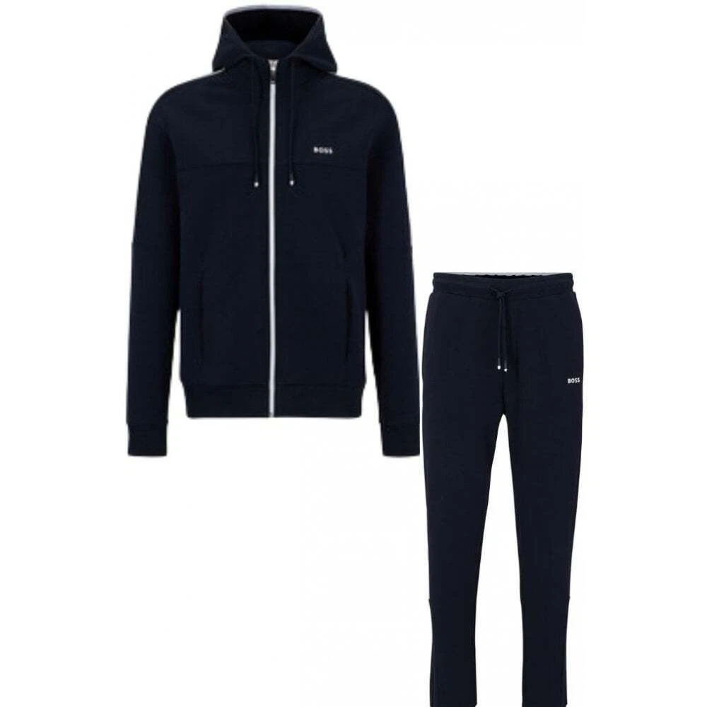 Hugo Boss Cotton Zip Up Hooded Navy/White Tracksuit | eBay