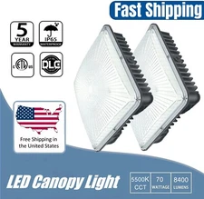 70W Outdoor Gas Station Carport LED Canopy Light 10.2"x 10.2" Waterproof IP65