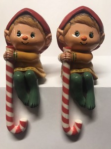 Vintage Sitting Elf With Candy Cane 7 Shelf Sitter Hard Plastic Pixie Hallmark Ebay
