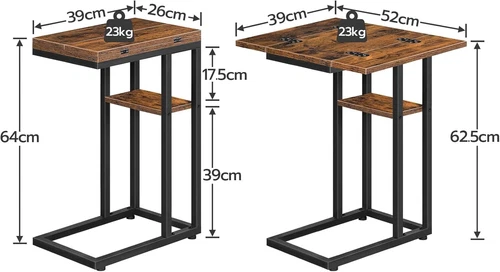 HOOBRO Narrow Side Table Slim Bedside Table Sofa End Table Nightstand two models - Picture 39 of 67