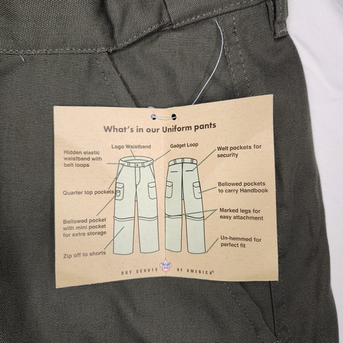 Boy Scouts of America Womens 18 Centennial Canvas Zip Off Uniform Pants Green - Picture 10 of 19