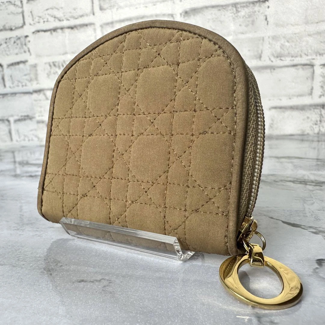 Étui à monnaie Christian Dior cannage beige 3,5 pouces