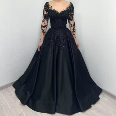 sachin and babi light blue dress Gothic Black Wedding Dresses V Neck Long Sleeves Beaded Appliques Bridal  Gowns