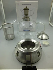 BergHOFF Studio Glass Teapot with Warmer Stand 1.3L-1.4Qt /NIB
