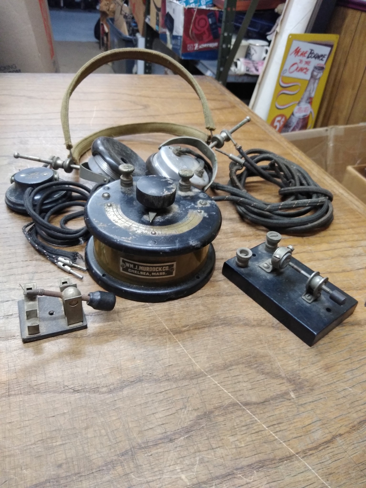 Vtg Wm J Murdock Co. Crystal Radio Set Brandes Inc Headset Bakelite ...