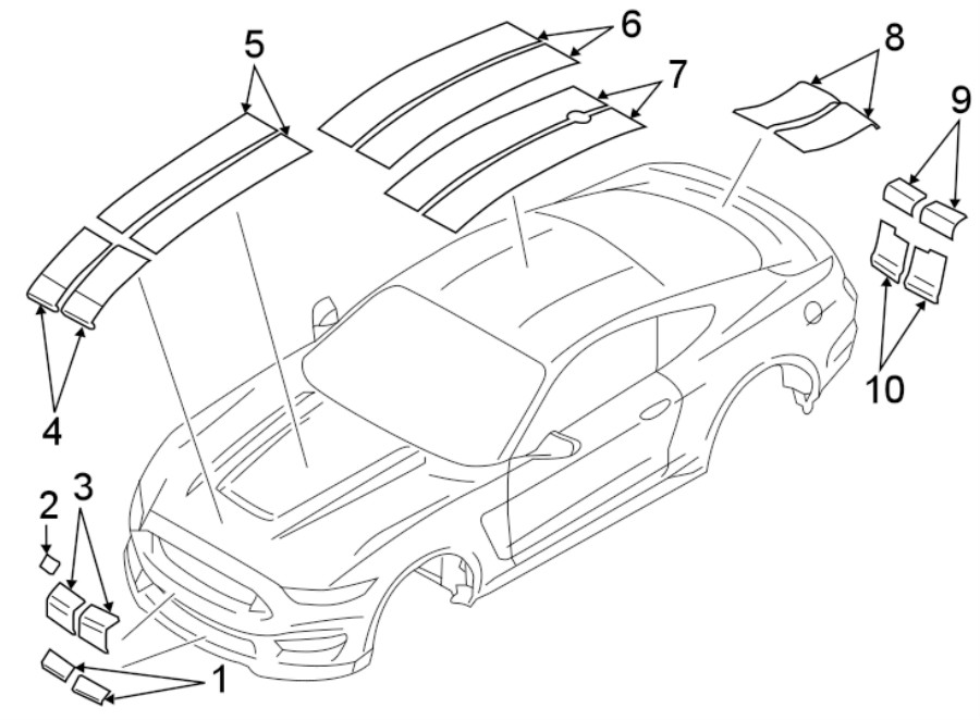 Genuine Ford Stripe Tape Kit KR3Z6320000FF Ford GT350 GT350R