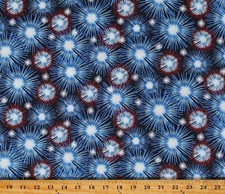 Cotton Fireworks Patriotic 4th of July America USA Fabric Print by Yard D406.43