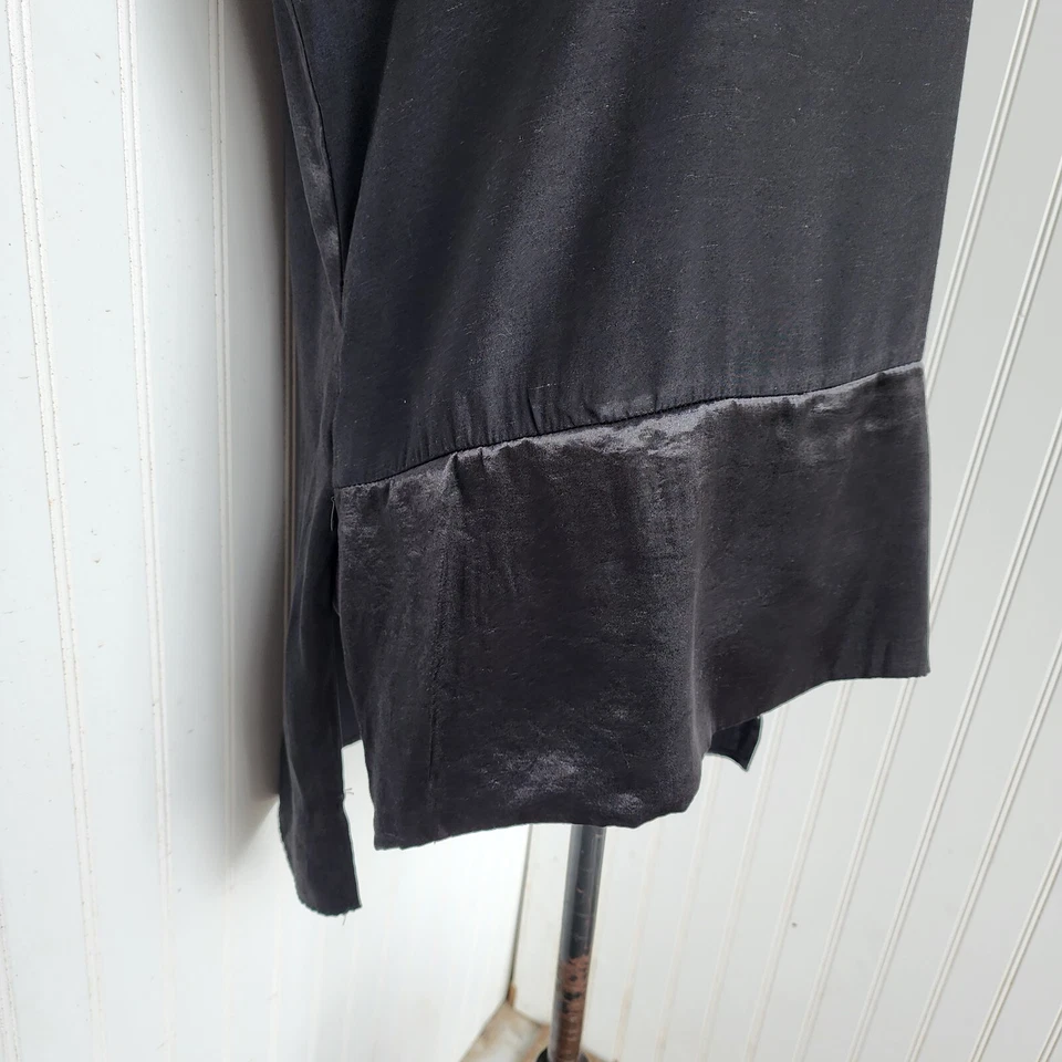 Blusa Kenneth Cole Reaction para mujer negra brillante satinada sin mangas cremallera lateral talla L Foto 3 de 4