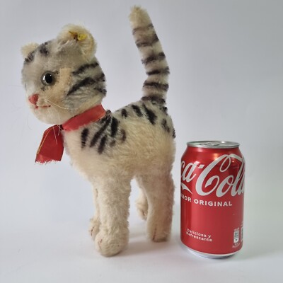 Rare Vintage STEIFF Lizzy Cat 22cm Larger Mohair Stuffed Toy