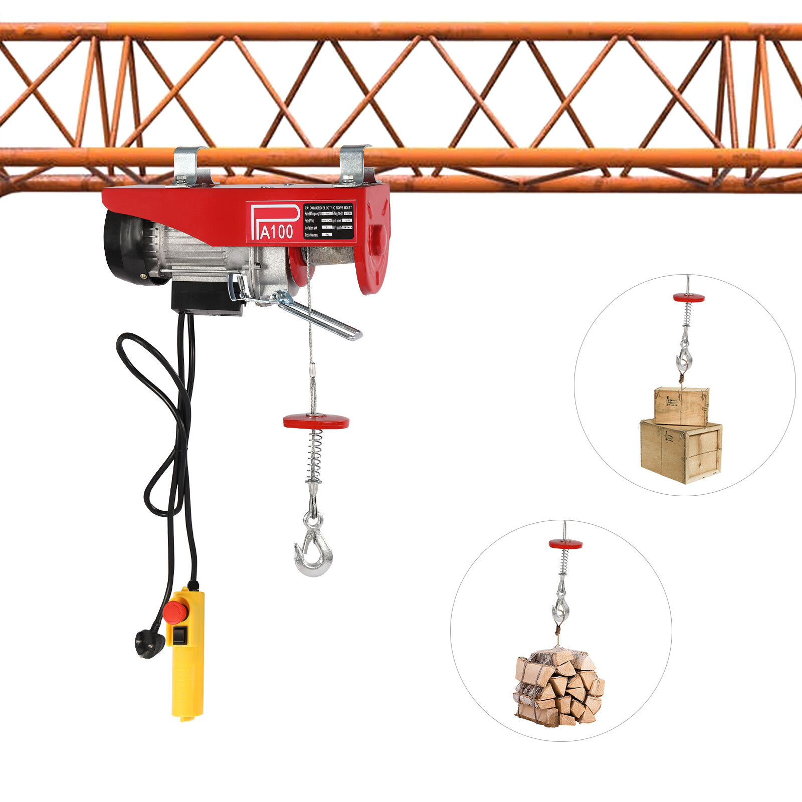 Electric Hoist 100 kg remote control lifting scaffold pulley 480W Winch