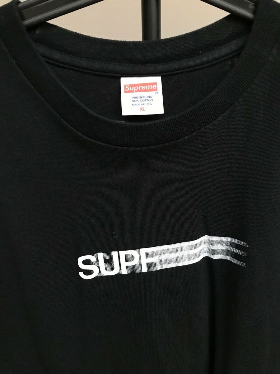 NEW Supreme Motion Logo T-Shirt Black White Logo Short Sleeve XL