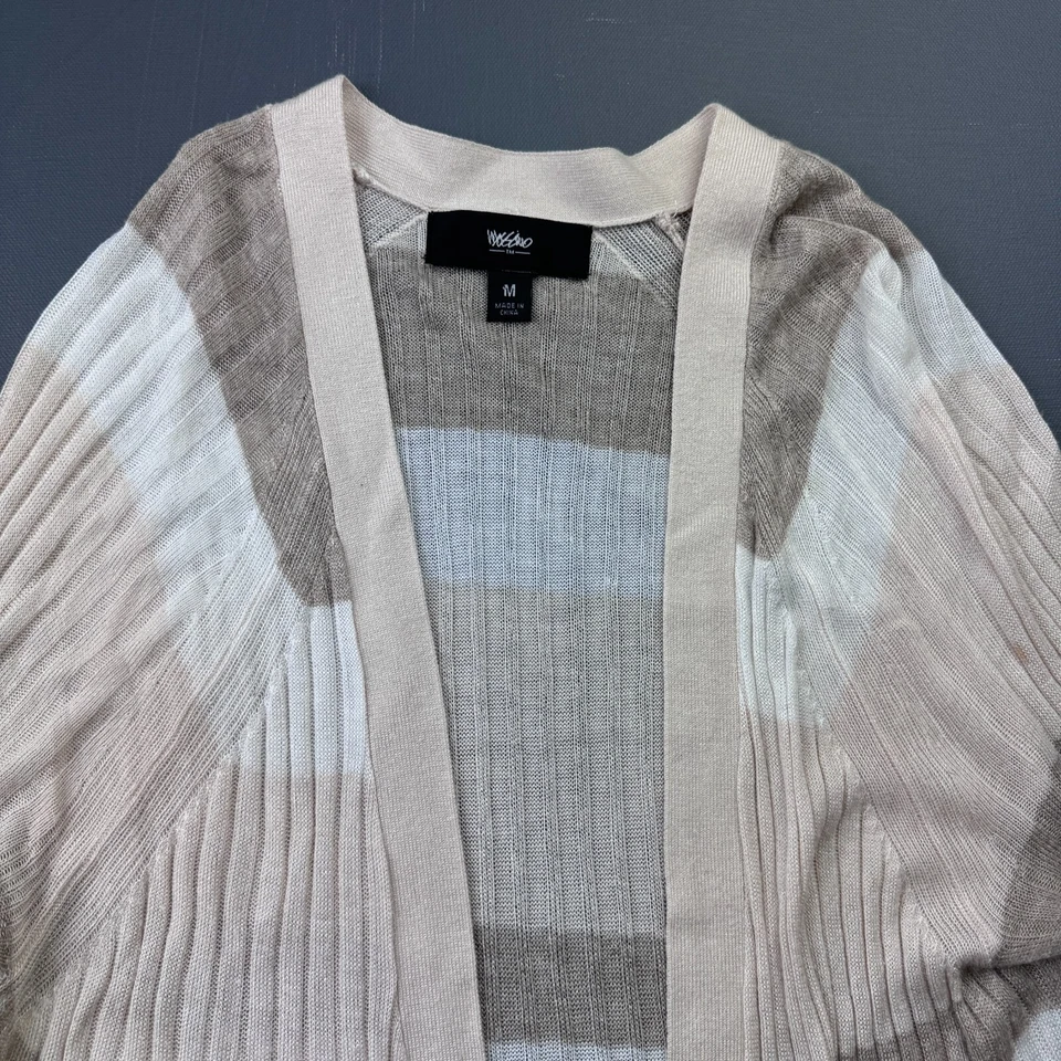 Cárdigan Mossimo para mujer medio abierto delantero manga larga plumero a rayas beige Foto 2 de 4