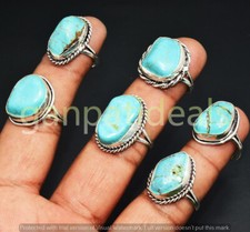 Turquoise Gemstone Rings 10pcs Wholesale Lot 925 Silver Plated Jewelry