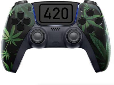 ModdedZone 420 BLACK Custom UN-Modded Controller Unique Design for PS5 OEM