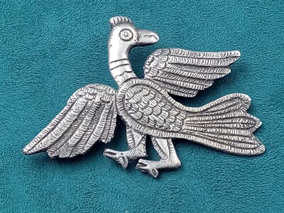 Interesting Old 900 Silver Peruvian Condor Brooch: 3