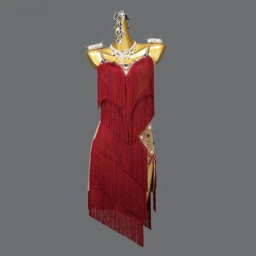 VETEMENTS Abito da ballo latino rosso nuovo sexy donna festa gonne abbigliamento pratica vestito