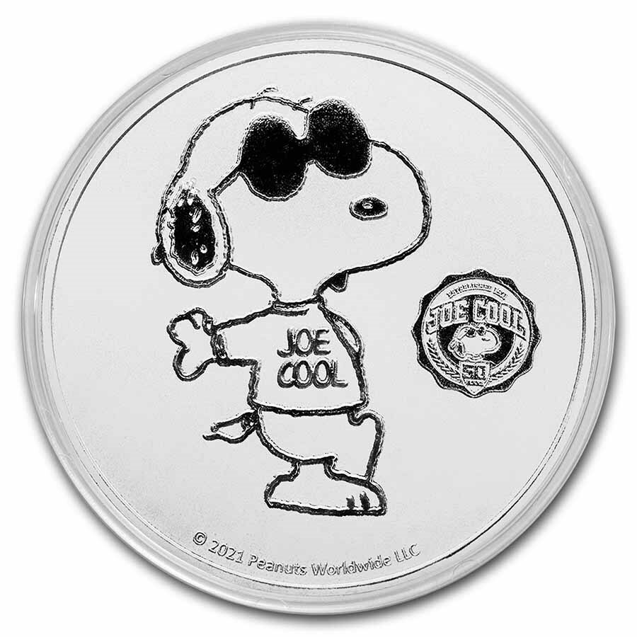 Peanuts® Joe Cool 50th anniversary 1 oz .999 Silver Snoopy