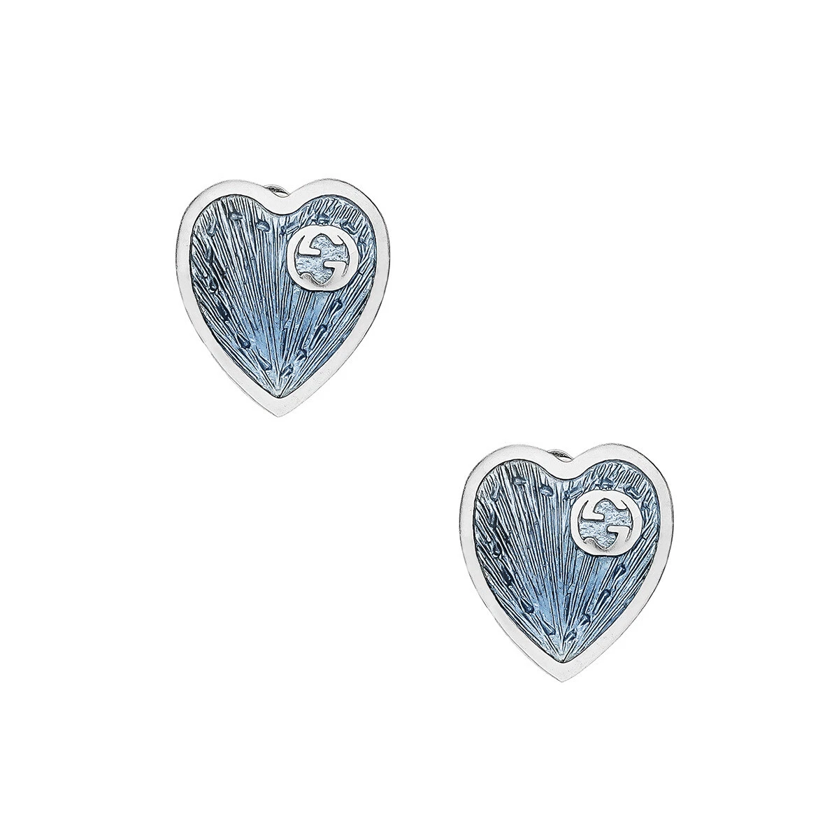 Boucles d'oreilles GUCCI bleu argent accessoires pour femmes fabriqués en Italie 1,4 x 1,2 cm