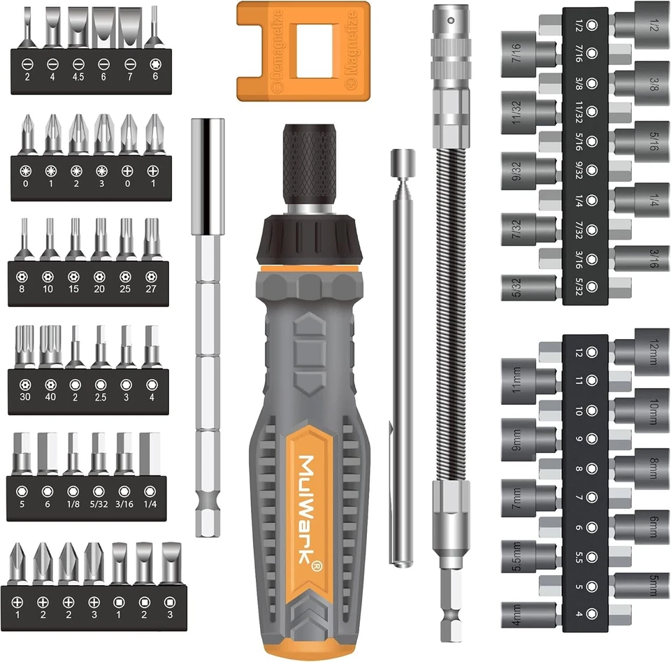 Durable 63PC Magnetic Screwdriver Set with Ergonomic Handle & Flexible Extension - Image 3 of 4