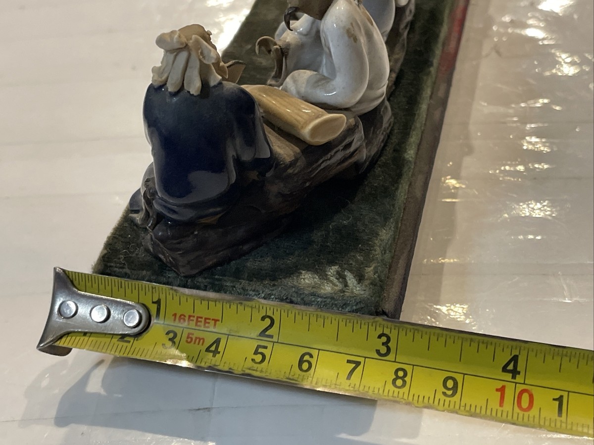 Set of 7 Antique 1920s Chinese Hand-Painted Mud Figures Seated